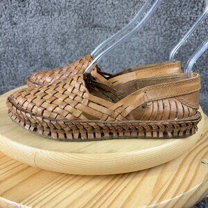 Brown Woven Leather Flats